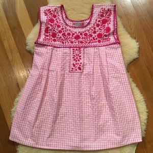 Nativa pink and white gingham embroidered top